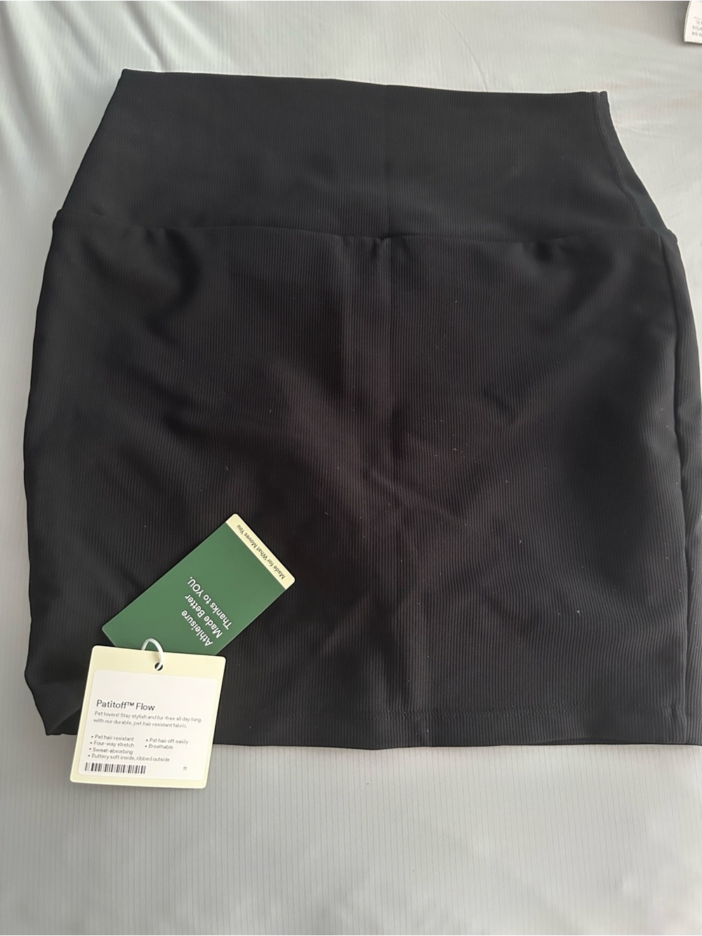 HALARA Black Ribbed High-Waist Skort